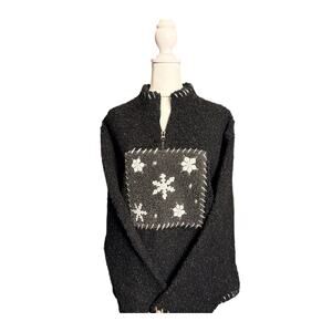 Woolrich Medium Snowflake Quarter‑Zip Sweater Cabin‑core Woolrich Heritage Wool